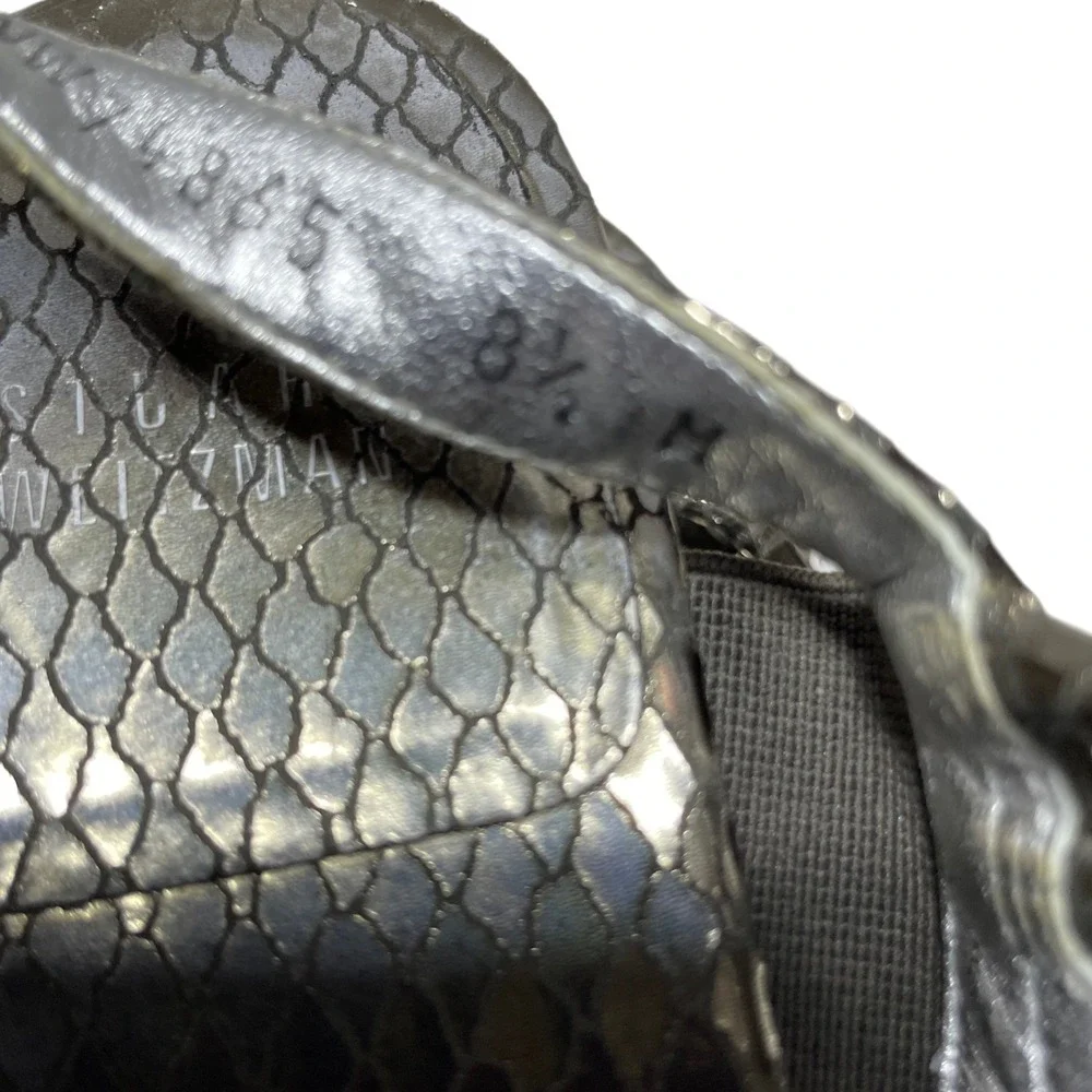 Stuart Weitzman 8 1/2 M Slingback Sandals Metallic Micro Wedge 1- 1/2 In Heel - Picture 8 of 10